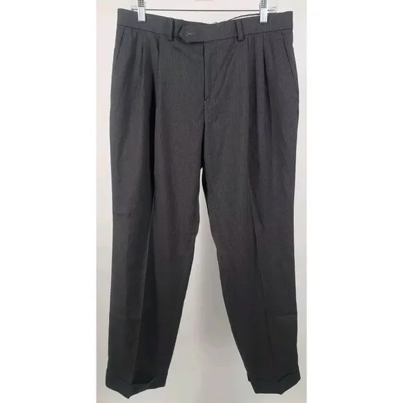 Ralph Lauren Gentlemen Comfort Flex Pant Pleated Grey Dress Pants 34W 29L - Picture 1 of 8